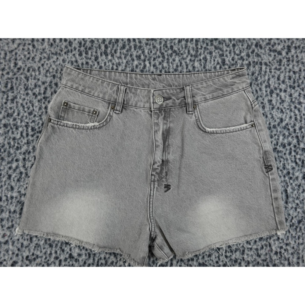 Ksubi Denim Shorts Womens 28 Grey High Rise Raw Hem Distressed Cut Off Summer